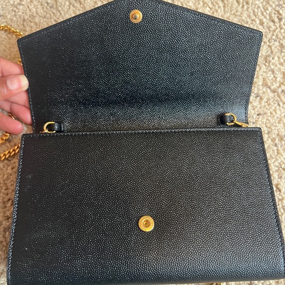 Yves Saint Laurent Black and Gold Clutch with Iconic Logo - Picture 4 of 14